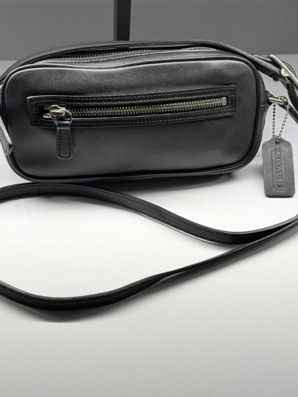 Vintage Coach Black Leather Crossbody Bag Costa Rica Glove-Tanned